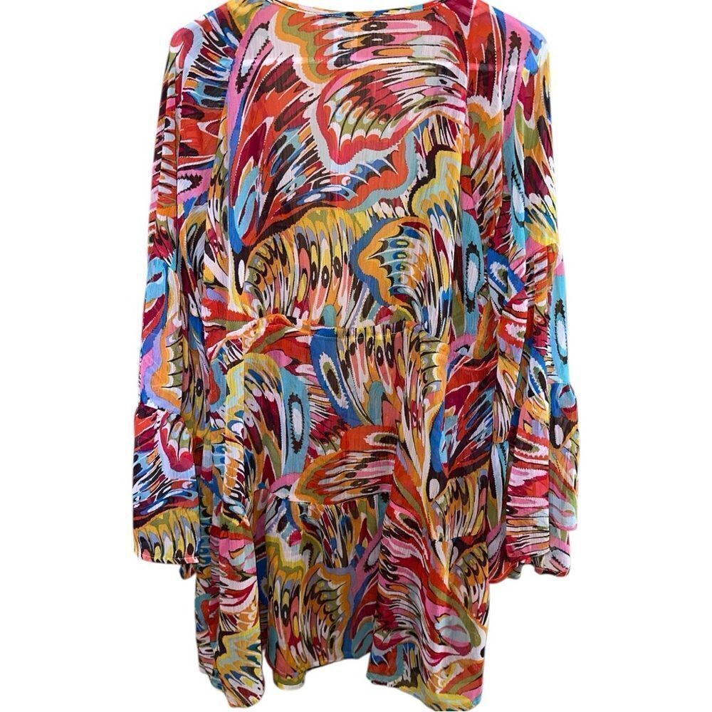 Bleu Chiffon Multi Color Swim Cover Up Dress Size Medium - Picture 5 of 8